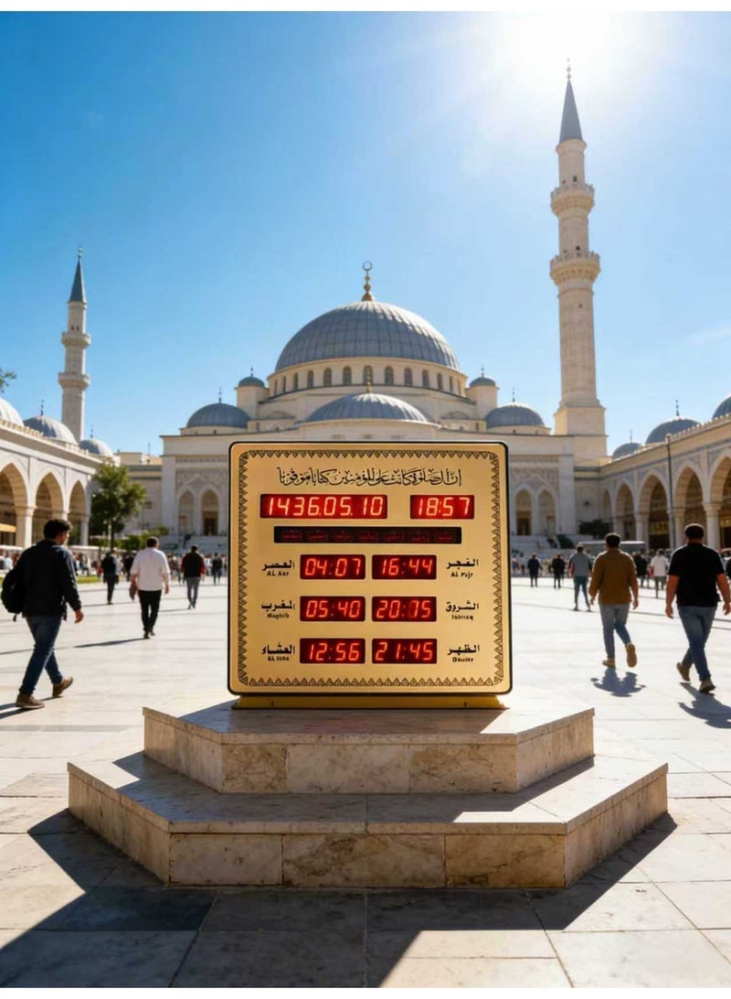 Crony Azan Prayer Clock, Digital LED Wall-Mounted AZAN Clock for Muslims - Reminder of Prayer Times with Islamic Calendar, Prayer Alarm Clock, Suitable for Home, Office, Mosque - Arabic Prayer Call 23x5x25cm - Image 4
